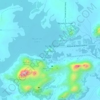 Topografische Karte Pedra Faladeira, Höhe, Relief