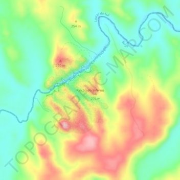 Topografische Karte Rincão do Inferno, Höhe, Relief