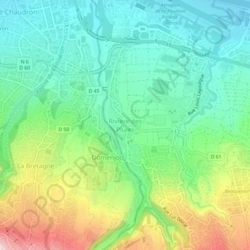Topografische Karte Rivière des Pluies, Höhe, Relief