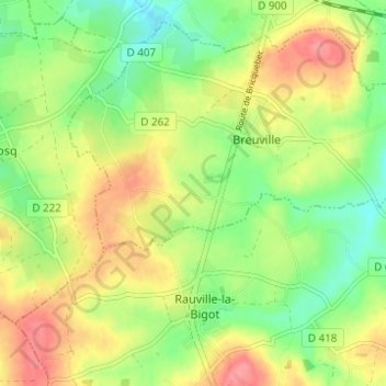 Topografische Karte Hameau Hebert, Höhe, Relief