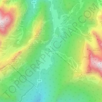 Topografische Karte Misurina, Höhe, Relief