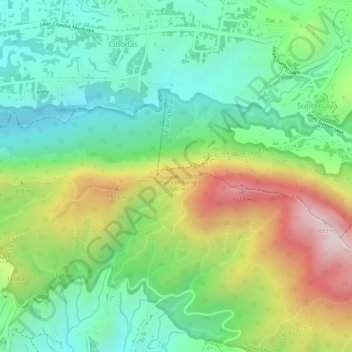 Topografische Karte Sesar Lembang, Höhe, Relief