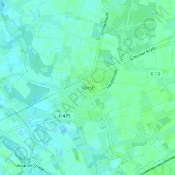 Topografische Karte Vorst, Höhe, Relief