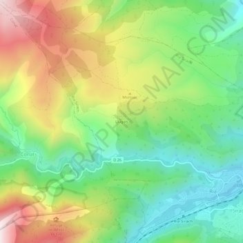 Topografische Karte Llugols, Höhe, Relief