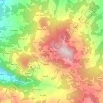 Topografische Karte Monte di Groppoducale, Höhe, Relief