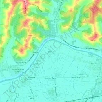 Topografische Karte Vitiana, Höhe, Relief