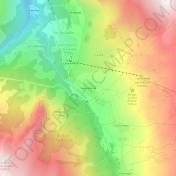 Topografische Karte Saint-Marcel, Höhe, Relief