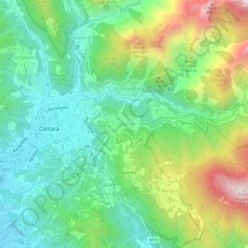 Topografische Karte Codena, Höhe, Relief
