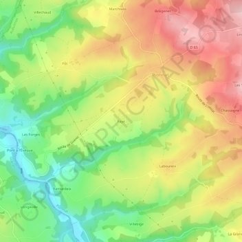 Topografische Karte Faye, Höhe, Relief