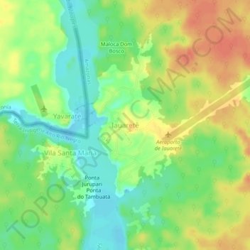 Topografische Karte Iauaretê, Höhe, Relief