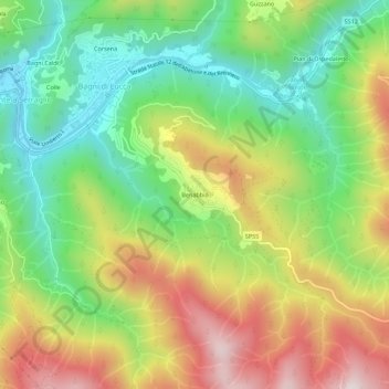 Topografische Karte Benabbio, Höhe, Relief