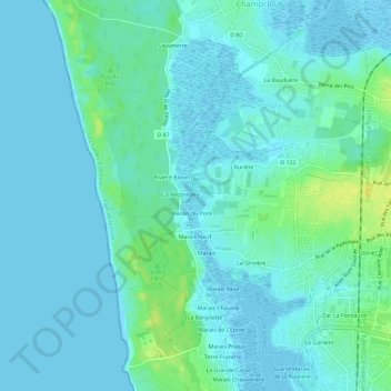 Topografische Karte Marais Moizon, Höhe, Relief