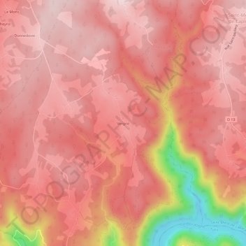 Topografische Karte Vergne, Höhe, Relief