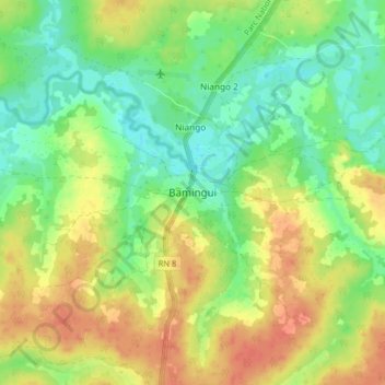 Topografische Karte Bamingui, Höhe, Relief