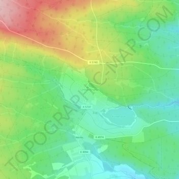 Topografische Karte Unterbränd, Höhe, Relief