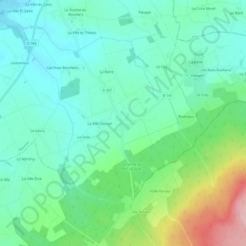 Topografische Karte La Saudraie, Höhe, Relief