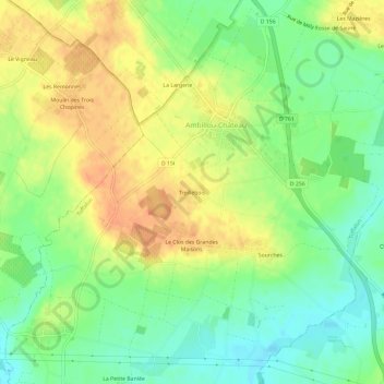 Topografische Karte Treillebois, Höhe, Relief