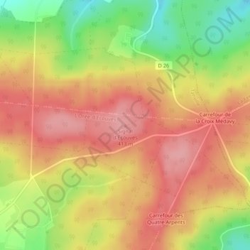 Topografische Karte Signal d'Ecouves, Höhe, Relief