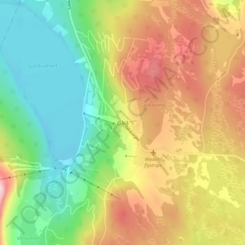 Topografische Karte Gålå, Höhe, Relief