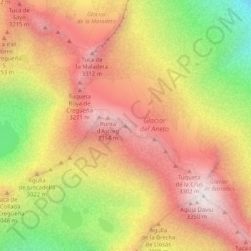 Topografische Karte Pico del Medio, Höhe, Relief