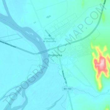 Topografische Karte Ibotirama, Höhe, Relief