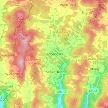 Topografische Karte Großengsee, Höhe, Relief