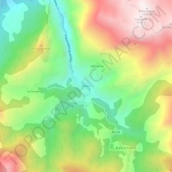 Topografische Karte Páramo, Höhe, Relief