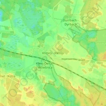 Topografische Karte Klitten, Höhe, Relief
