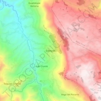 Topografische Karte Siltepec, Höhe, Relief