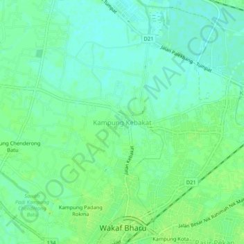 Topografische Karte Kampung Kebakat, Höhe, Relief