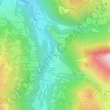 Topografische Karte La Villette, Höhe, Relief
