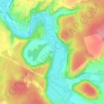Topografische Karte Chantenot, Höhe, Relief