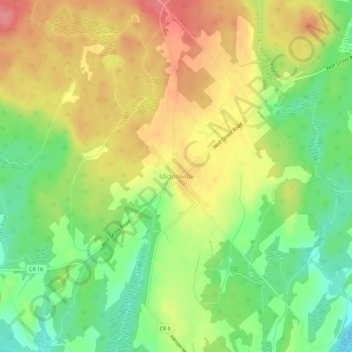 Topografische Karte Middleville, Höhe, Relief