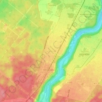 Topografische Karte Gartenstadt, Höhe, Relief