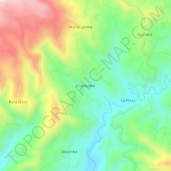 Topografische Karte Chunazana, Höhe, Relief