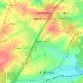 Topografische Karte Leukersdorf, Höhe, Relief