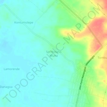Topografische Karte Spt Kotano Wuna, Höhe, Relief