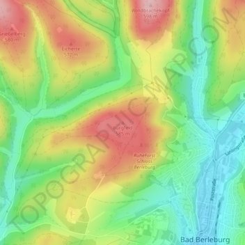 Topografische Karte Burgfeld, Höhe, Relief