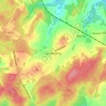 Topografische Karte Carlsbourg, Höhe, Relief