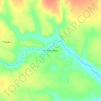 Topografische Karte Poço de Pedras, Höhe, Relief