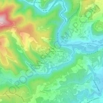 Topografische Karte Le Plot, Höhe, Relief