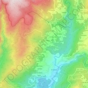 Topografische Karte Grou, Höhe, Relief