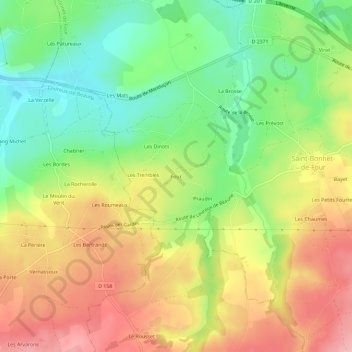 Topografische Karte Four, Höhe, Relief