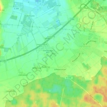 Topografische Karte Moos, Höhe, Relief