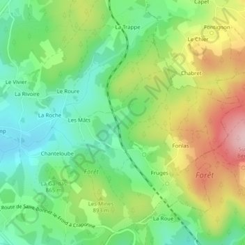 Topografische Karte Au Genier, Höhe, Relief