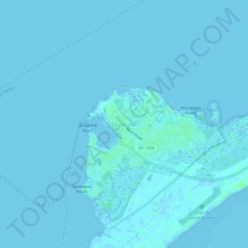 Topografische Karte Ocracoke, Höhe, Relief