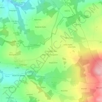 Topografische Karte Croaz Hent Letiez, Höhe, Relief
