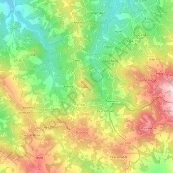 Topografische Karte Canevino, Höhe, Relief