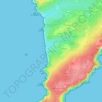 Topografische Karte Dunes de Kerdreux, Höhe, Relief