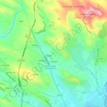 Topografische Karte La Vivarié, Höhe, Relief
